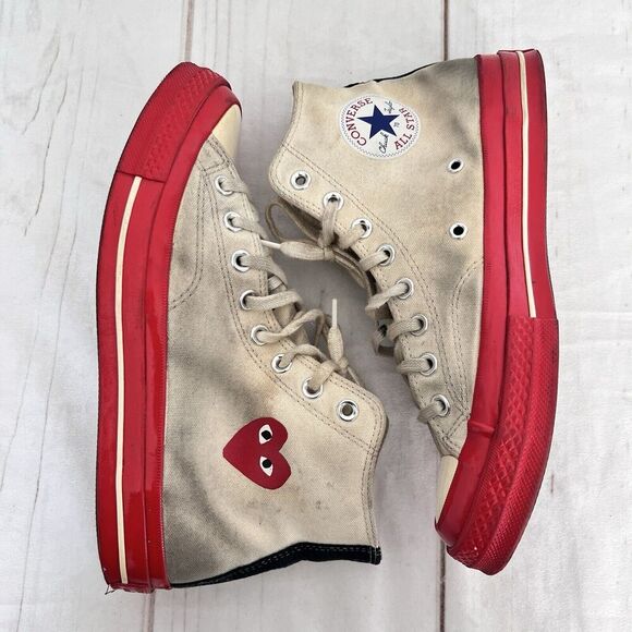 Converse Chuck Taylor X CDG Play All-Star 70 Hi Top Beige Red (A01794C) … - Picture 9 of 11